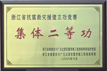 2008浙江省抗震救灾援建立功竞赛集体二等功